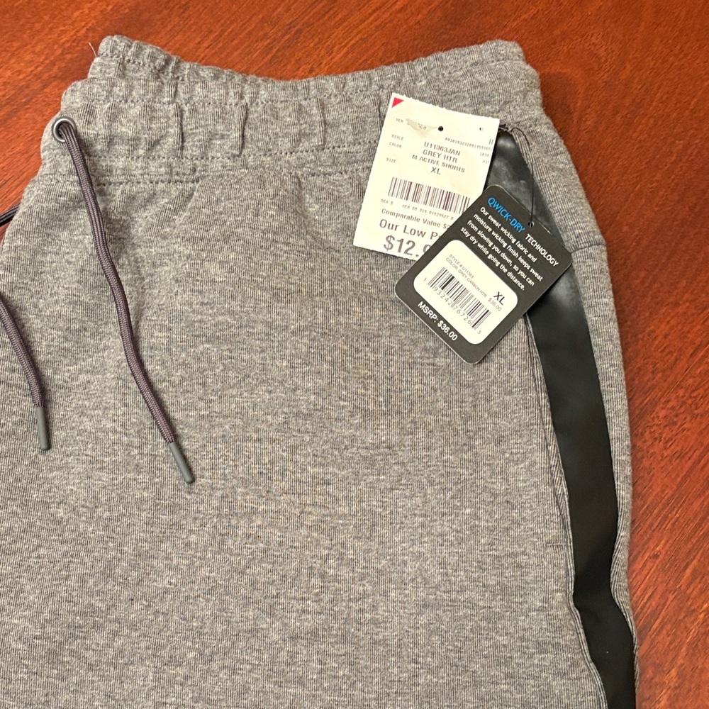 Men's Gray Athletic Shorts with Black Stripe